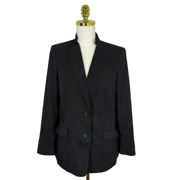 Lafayette 148 Womens Blazer Jacket Size 10 Virgin Wool Blend Micro Polka Dots - Picture 1 of 14